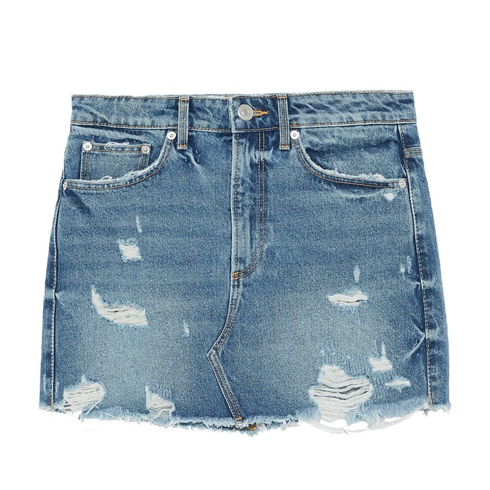NWT ZARA RIPPED DENIM MINI SKIRT